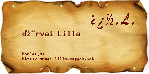 Árvai Lilla névjegykártya