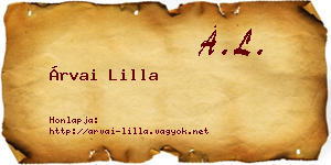 Árvai Lilla névjegykártya